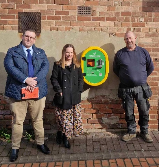 Here is Cheryl, Thomas and Tony with the Public Access Defibrillator at The Lyric Here is Cheryl, Thomas and Tony with the Public Access Defibrillator at The Lyric